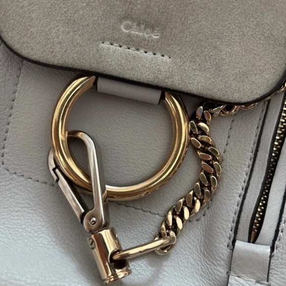 Chloe Faye Mini Suede Leather 2-Way Shoulder Backpack Grey - Picture 3 of 8